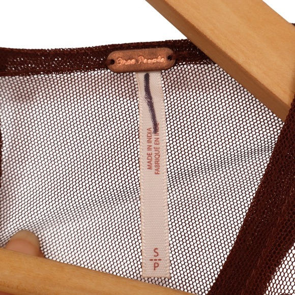 Free People Tulsi Mesh Tank Top Womens Small Brown Sequin Embellished Cropped - Picture 2 of 5